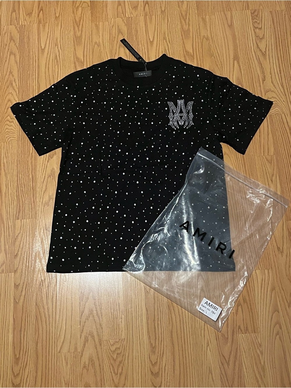 AMIRI Black Crystal-Studded Short Sleeve Tee